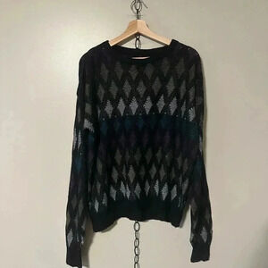 Vintage  Diamond Striped Sweater Size XL